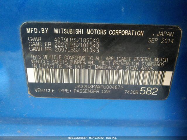 Photo 8 VIN: JA32U8FWXFU004872 - MITSUBISHI LANCER 