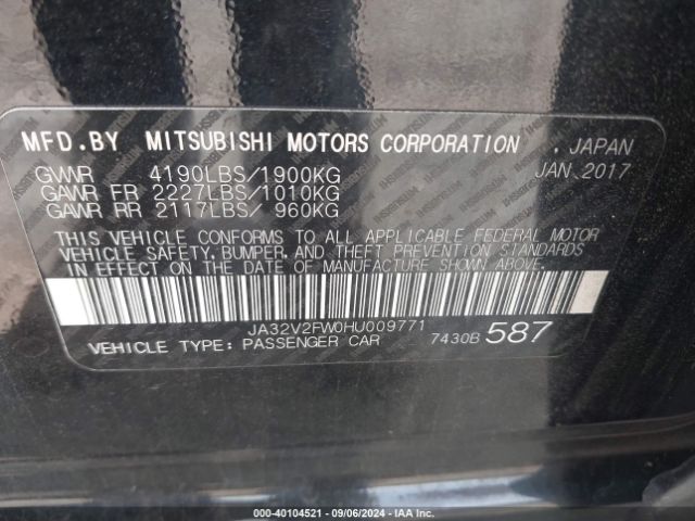 Photo 8 VIN: JA32V2FW0HU009771 - MITSUBISHI LANCER 