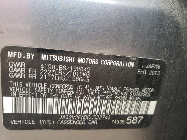 Photo 9 VIN: JA32V2FW2DU022743 - MITSUBISHI LANCER SE 