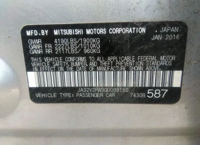 Photo 8 VIN: JA32V2FW3GU009150 - MITSUBISHI LANCER 