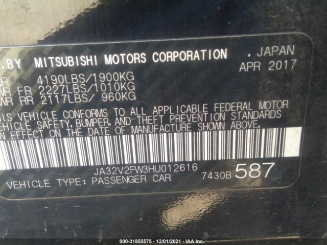 Photo 8 VIN: JA32V2FW3HU012616 - MITSUBISHI LANCER 