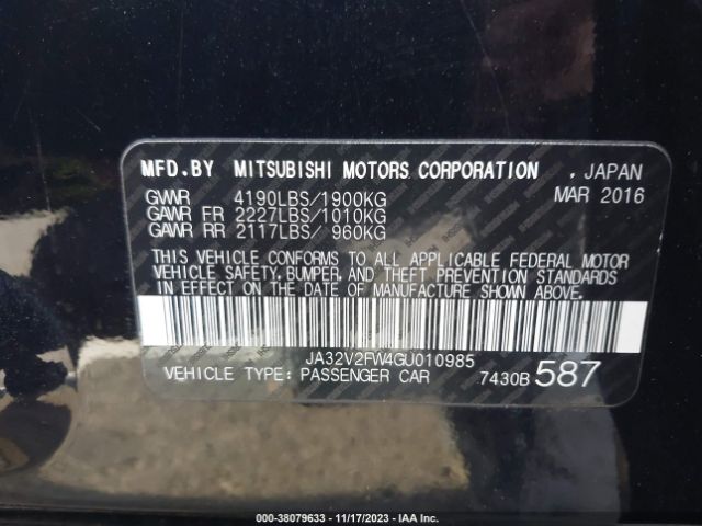 Photo 8 VIN: JA32V2FW4GU010985 - MITSUBISHI LANCER 