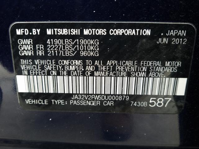 Photo 9 VIN: JA32V2FW5DU000879 - MITSUBISHI LANCER SE 