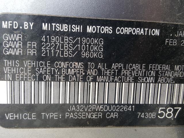 Photo 9 VIN: JA32V2FW5DU022641 - MITSUBISHI LANCER SE 