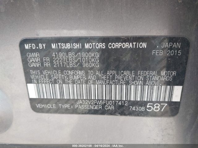 Photo 8 VIN: JA32V2FW5FU017412 - MITSUBISHI LANCER 