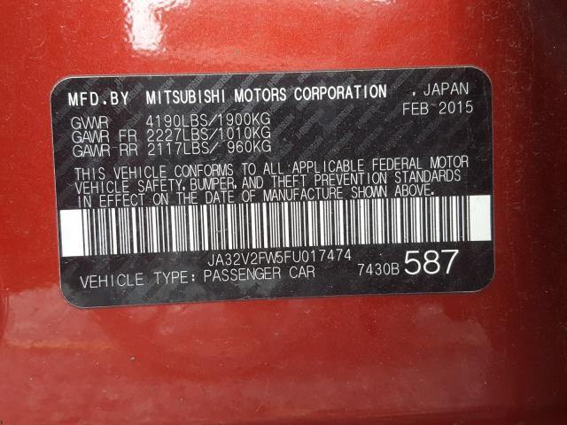 Photo 9 VIN: JA32V2FW5FU017474 - MITSUBISHI LANCER SE 