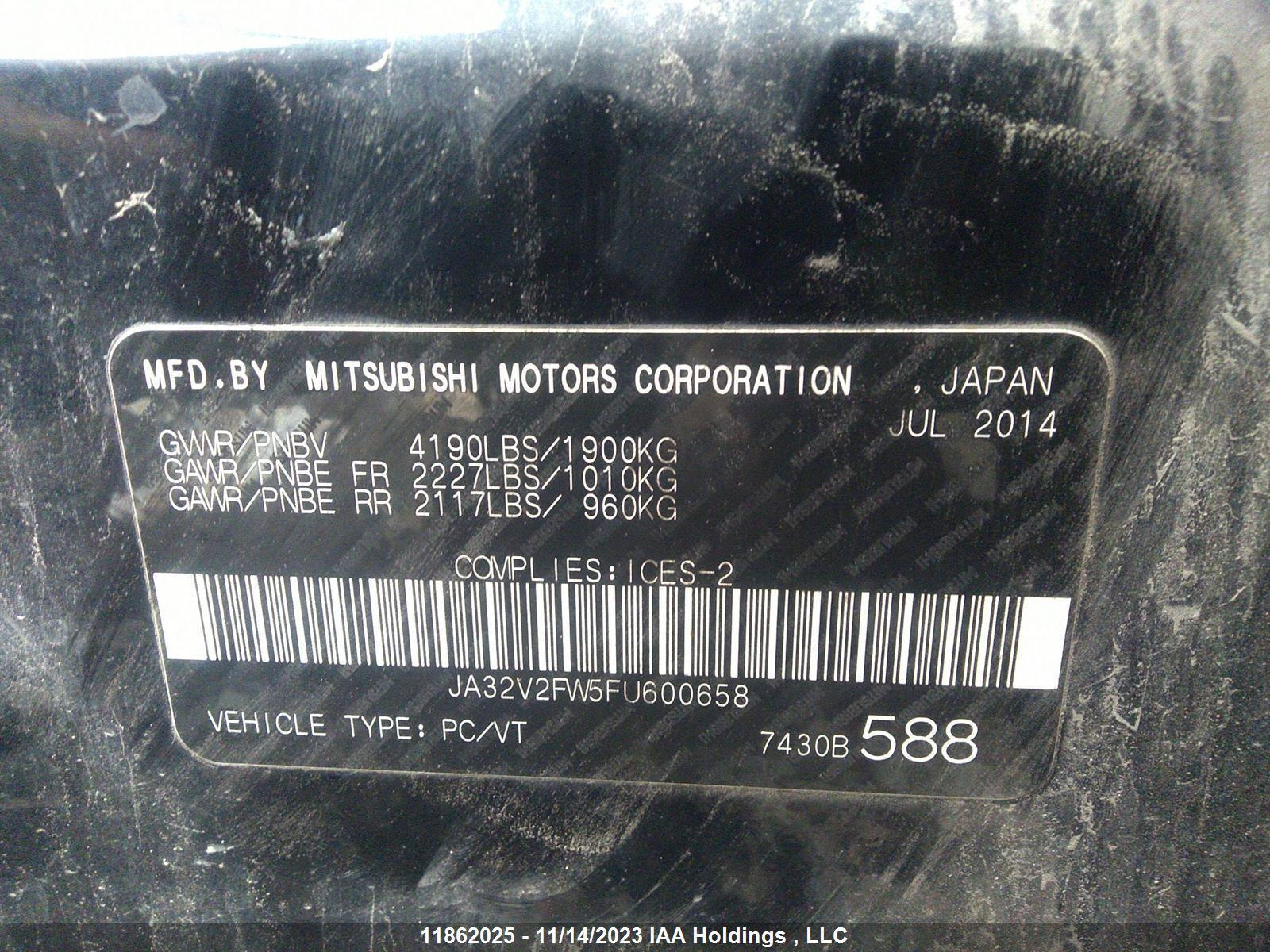 Photo 8 VIN: JA32V2FW5FU600658 - MITSUBISHI LANCER 