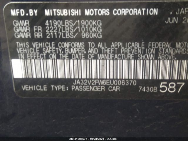 Photo 8 VIN: JA32V2FW6EU006370 - MITSUBISHI LANCER 