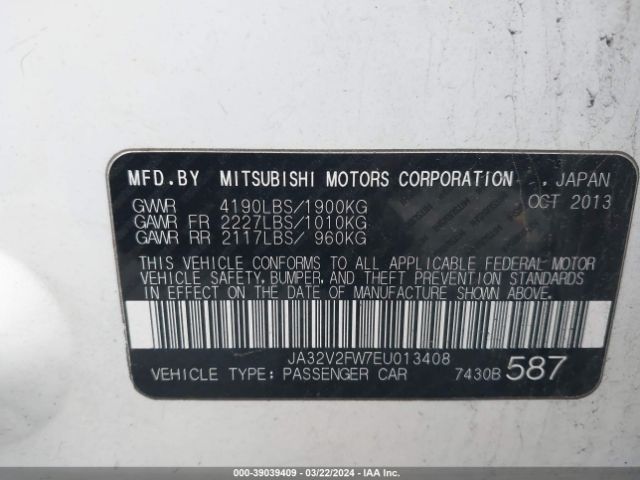 Photo 8 VIN: JA32V2FW7EU013408 - MITSUBISHI LANCER 