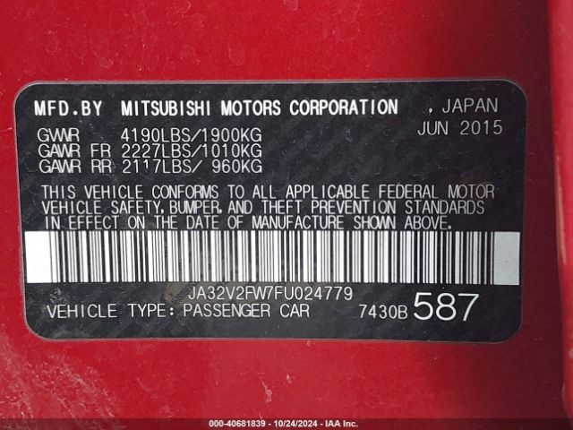 Photo 8 VIN: JA32V2FW7FU024779 - MITSUBISHI LANCER 