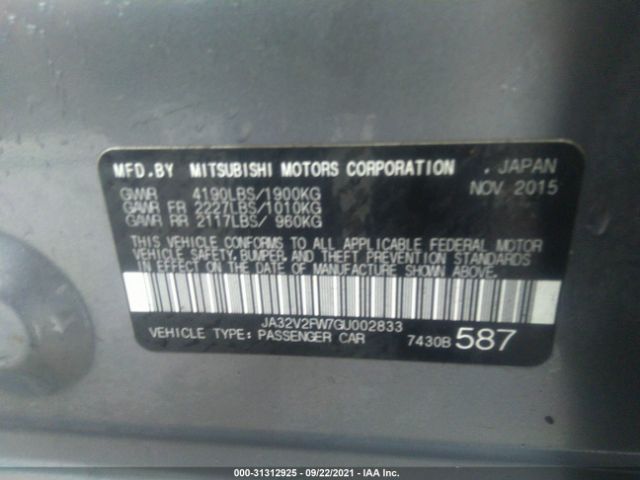 Photo 8 VIN: JA32V2FW7GU002833 - MITSUBISHI LANCER 