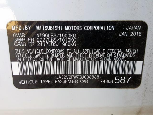 Photo 9 VIN: JA32V2FW7GU008888 - MITSUBISHI LANCER ES 