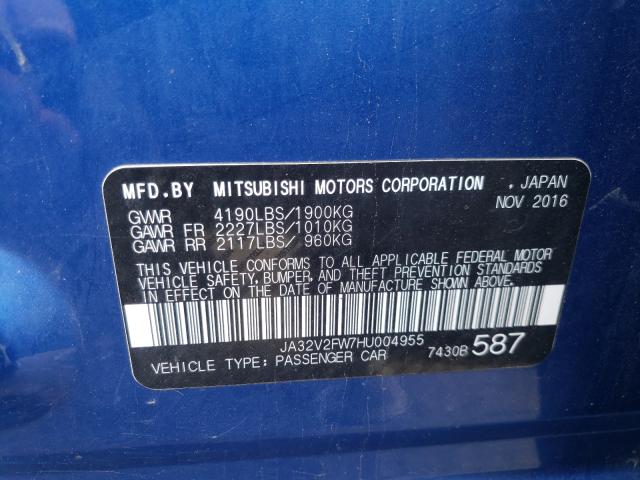 Photo 9 VIN: JA32V2FW7HU004955 - MITSUBISHI LANCER ES 