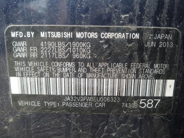 Photo 9 VIN: JA32V2FW8EU006323 - MITSUBISHI LANCER SE 