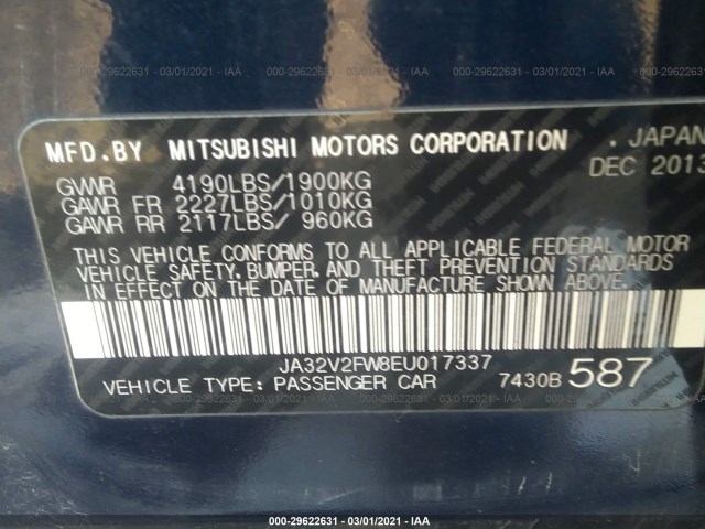 Photo 8 VIN: JA32V2FW8EU017337 - MITSUBISHI LANCER 