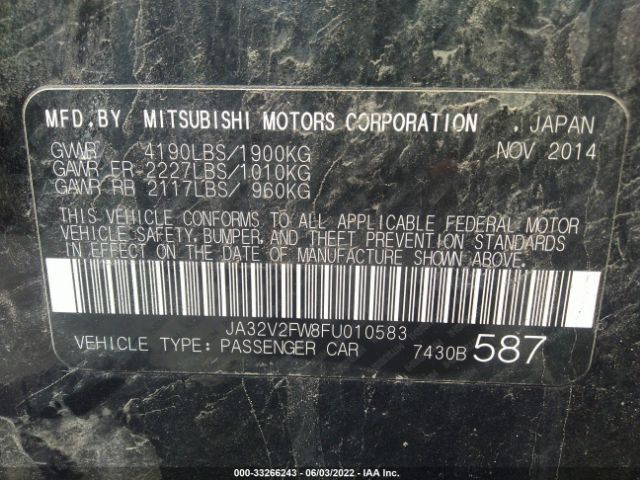 Photo 8 VIN: JA32V2FW8FU010583 - MITSUBISHI LANCER 