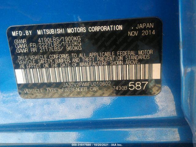 Photo 8 VIN: JA32V2FW8FU010602 - MITSUBISHI LANCER 