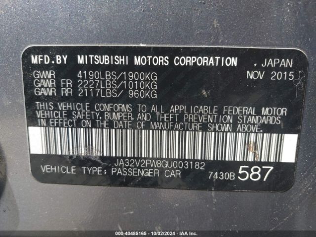 Photo 8 VIN: JA32V2FW8GU003182 - MITSUBISHI LANCER 