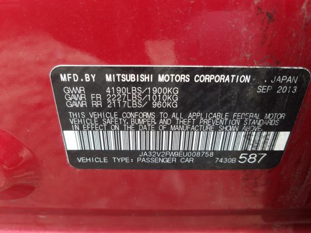 Photo 9 VIN: JA32V2FW9EU008758 - MITSUBISHI LANCER SE 