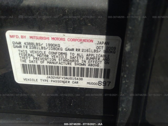 Photo 8 VIN: JA32V6FV3AU015438 - MITSUBISHI LANCER 