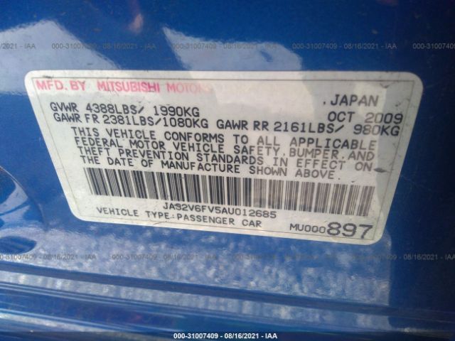 Photo 8 VIN: JA32V6FV5AU012685 - MITSUBISHI LANCER 