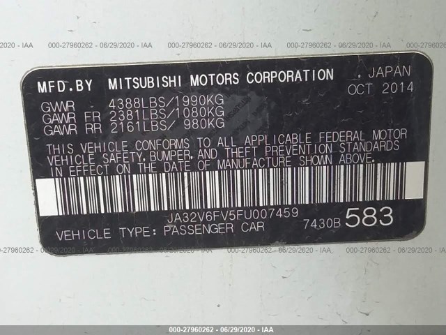 Photo 8 VIN: JA32V6FV5FU007459 - MITSUBISHI LANCER 