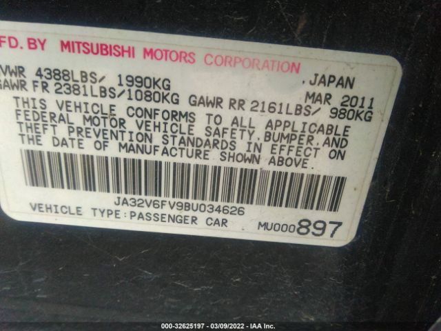 Photo 8 VIN: JA32V6FV9BU034626 - MITSUBISHI LANCER 