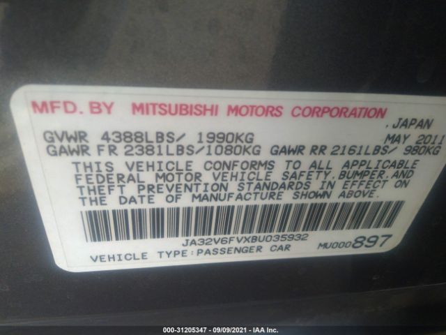 Photo 8 VIN: JA32V6FVXBU035932 - MITSUBISHI LANCER 