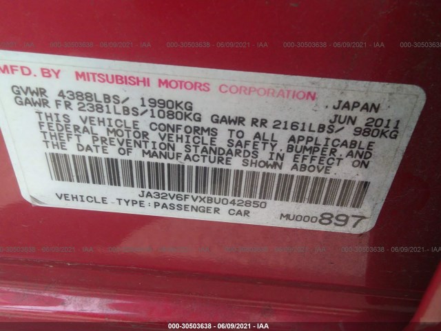 Photo 8 VIN: JA32V6FVXBU042850 - MITSUBISHI LANCER 