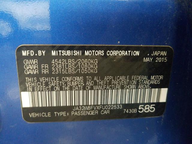 Photo 9 VIN: JA32W8FVXFU022533 - MITSUBISHI LANCER EVO 