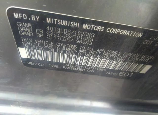 Photo 8 VIN: JA32X2HU1DU011660 - MITSUBISHI LANCER SPORTBACK 