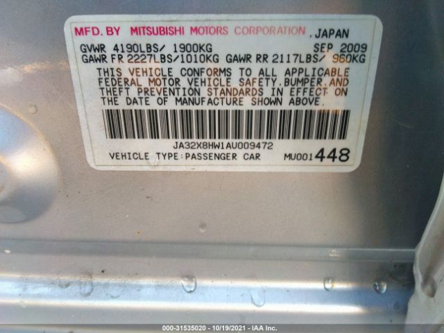 Photo 8 VIN: JA32X8HW1AU009472 - MITSUBISHI LANCER 