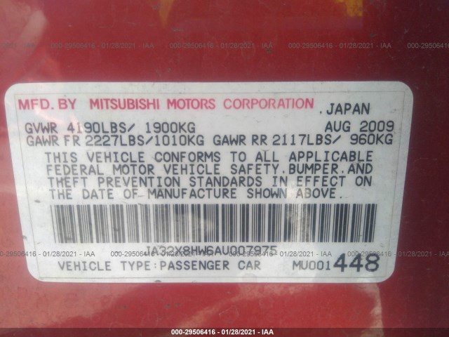 Photo 8 VIN: JA32X8HW6AU007975 - MITSUBISHI LANCER 