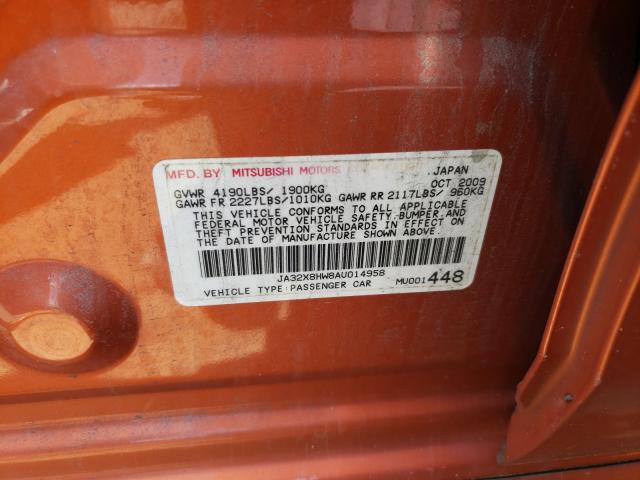 Photo 9 VIN: JA32X8HW8AU014958 - MITSUBISHI LANCER GTS 