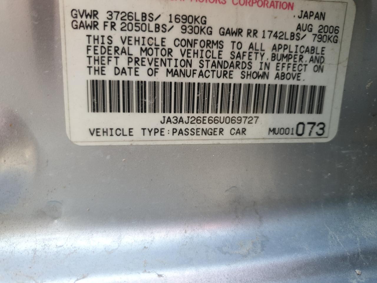 Photo 13 VIN: JA3AJ26E66U069727 - MITSUBISHI LANCER 