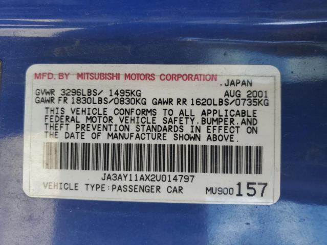 Photo 11 VIN: JA3AY11AX2U014797 - MITSUBISHI MIRAGE 