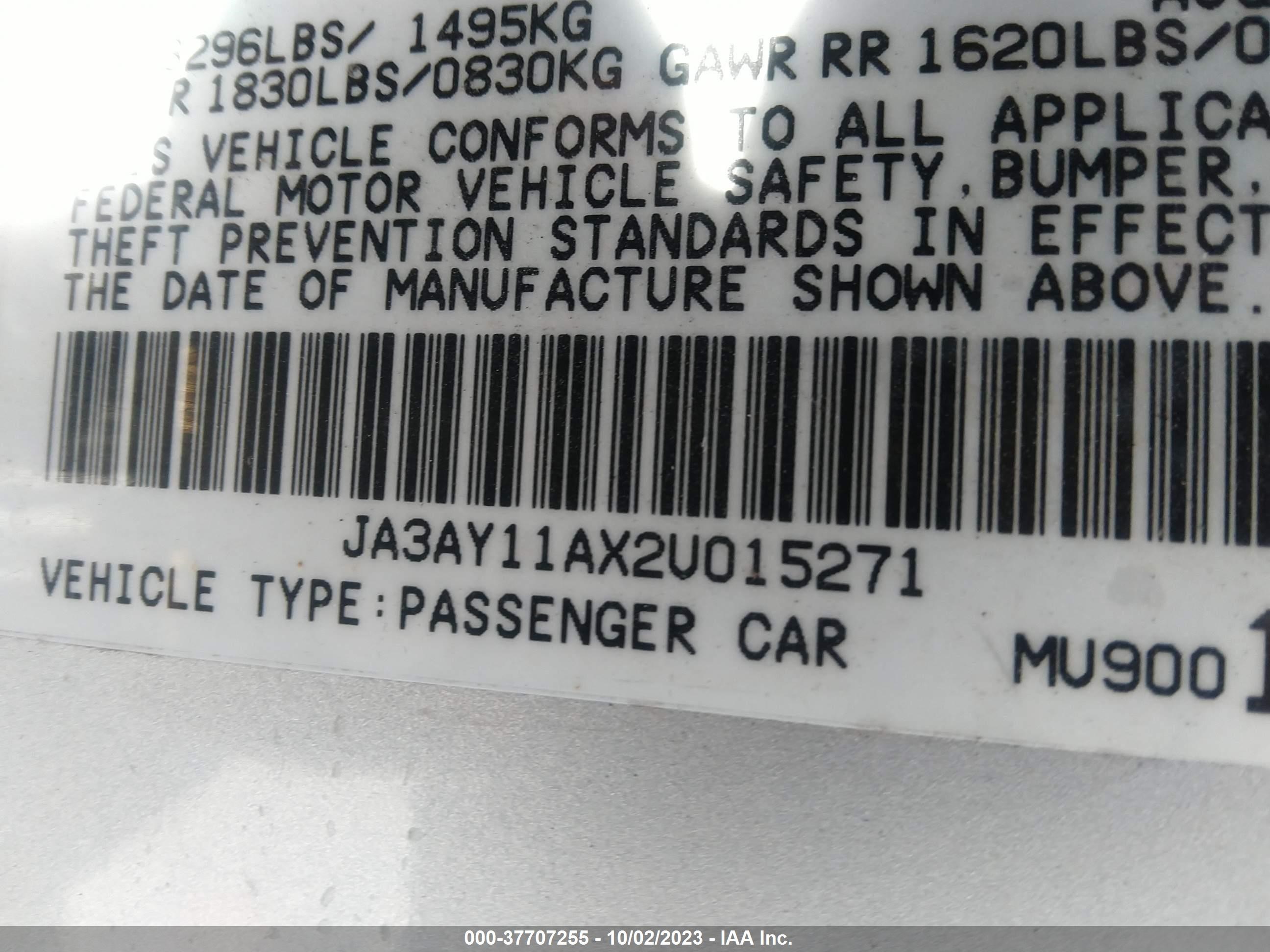 Photo 8 VIN: JA3AY11AX2U015271 - MITSUBISHI MIRAGE 