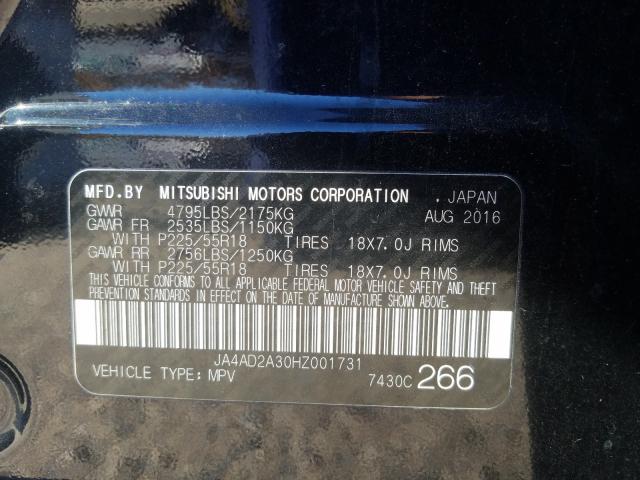 Photo 9 VIN: JA4AD2A30HZ001731 - MITSUBISHI OUTLANDER 