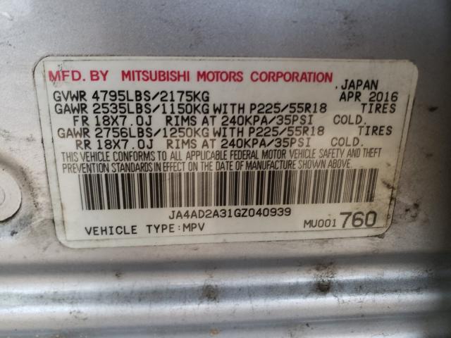 Photo 9 VIN: JA4AD2A31GZ040939 - MITSUBISHI OUTLANDER 