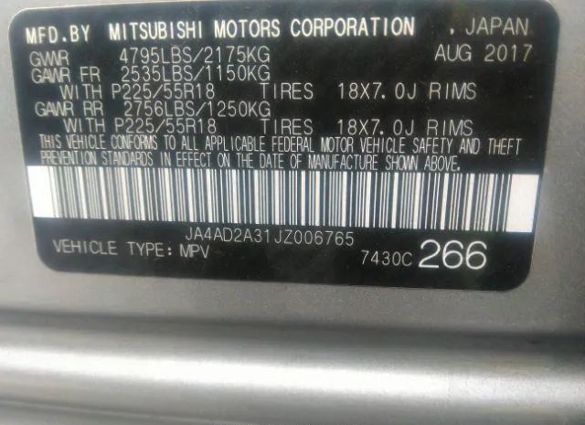 Photo 8 VIN: JA4AD2A31JZ006765 - MITSUBISHI OUTLANDER 