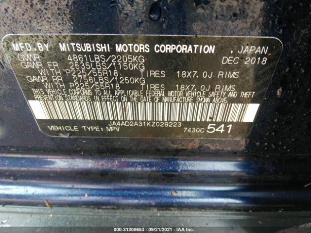 Photo 8 VIN: JA4AD2A31KZ029223 - MITSUBISHI OUTLANDER 