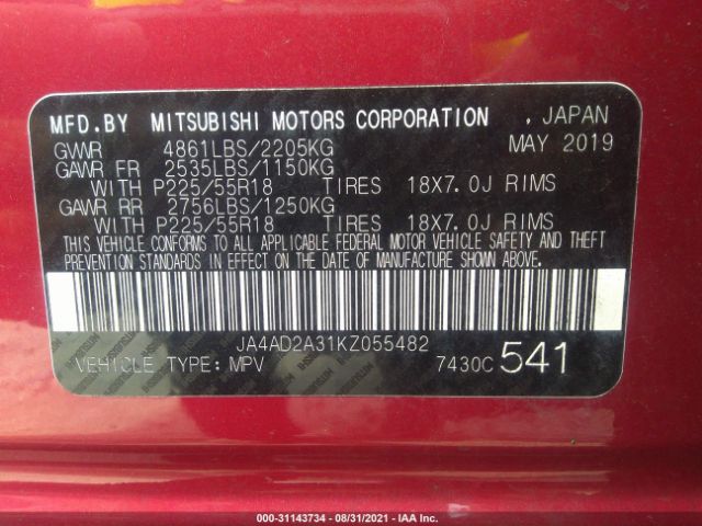 Photo 8 VIN: JA4AD2A31KZ055482 - MITSUBISHI OUTLANDER 