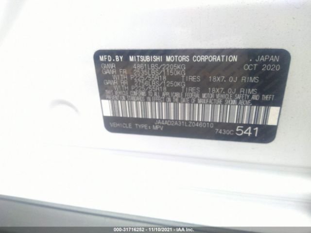 Photo 8 VIN: JA4AD2A31LZ046010 - MITSUBISHI OUTLANDER 