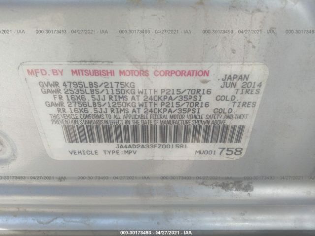 Photo 8 VIN: JA4AD2A33FZ001591 - MITSUBISHI OUTLANDER 