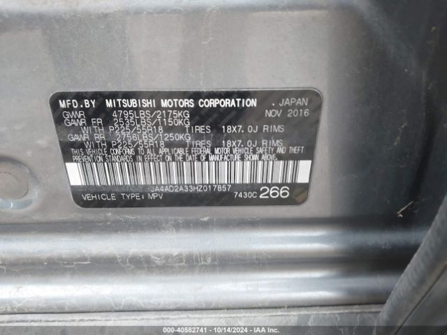 Photo 8 VIN: JA4AD2A33HZ017857 - MITSUBISHI OUTLANDER 