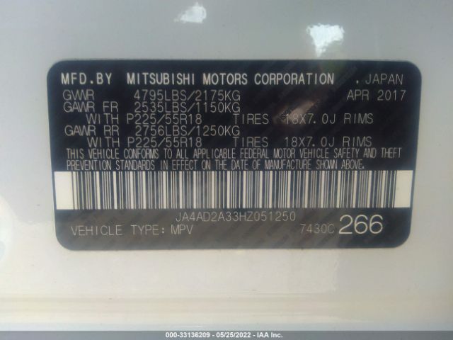 Photo 8 VIN: JA4AD2A33HZ051250 - MITSUBISHI OUTLANDER 