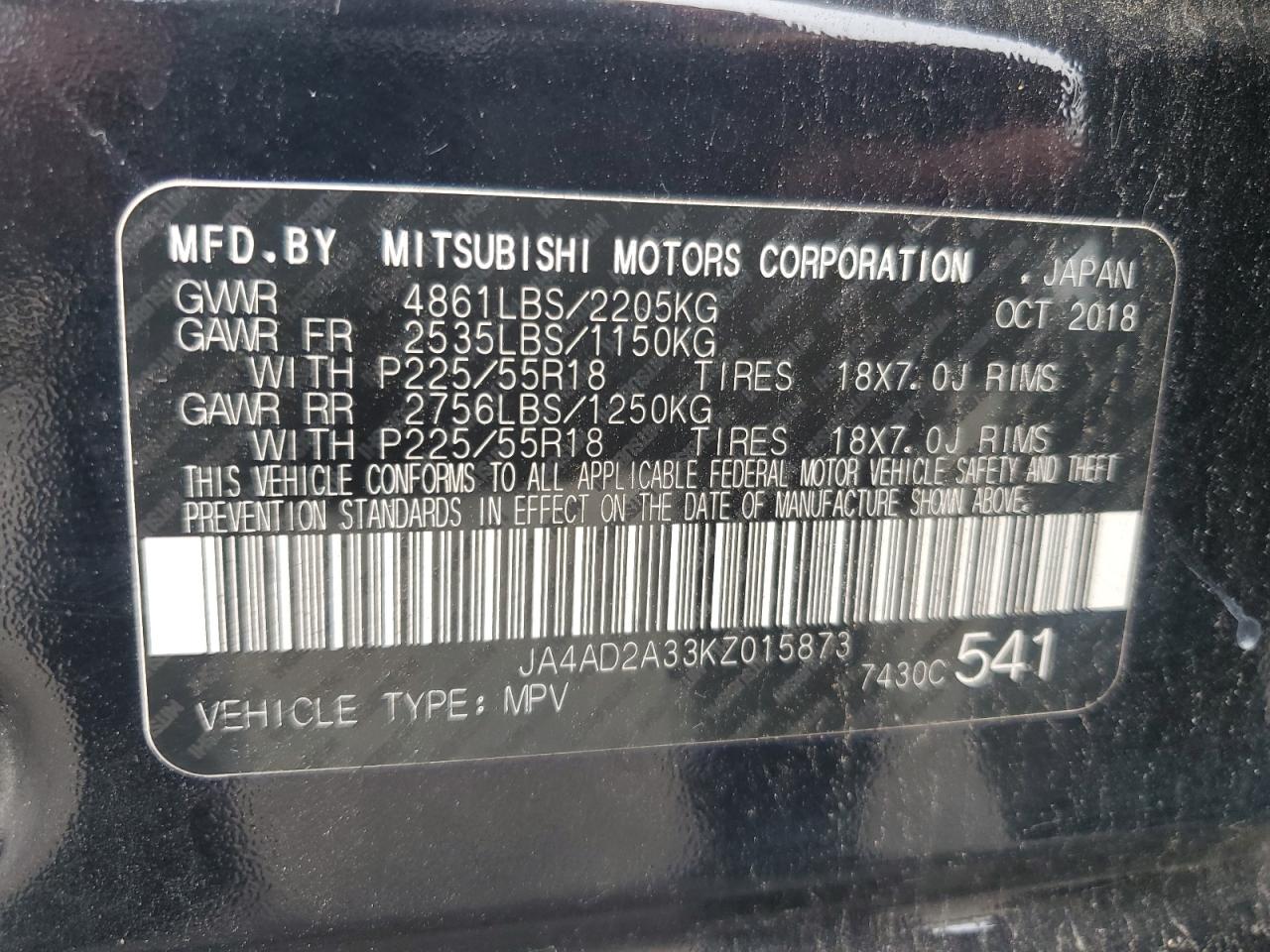 Photo 13 VIN: JA4AD2A33KZ015873 - MITSUBISHI OUTLANDER 