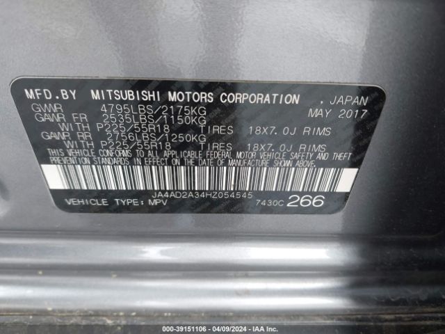 Photo 8 VIN: JA4AD2A34HZ054545 - MITSUBISHI OUTLANDER 