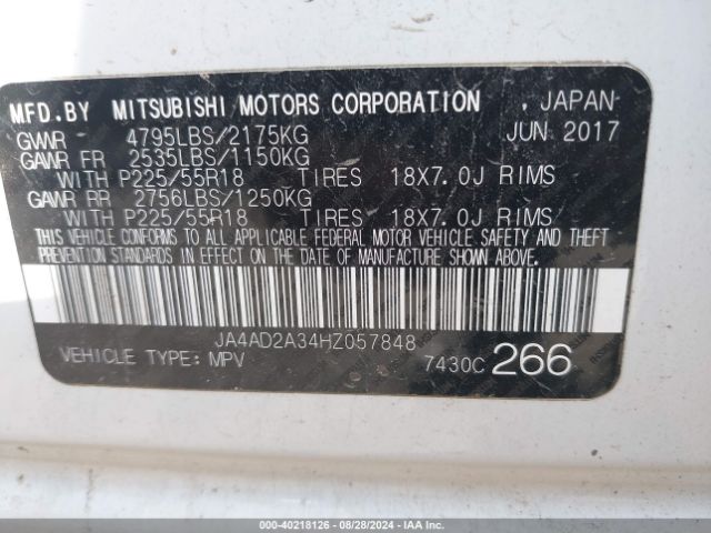 Photo 8 VIN: JA4AD2A34HZ057848 - MITSUBISHI OUTLANDER 