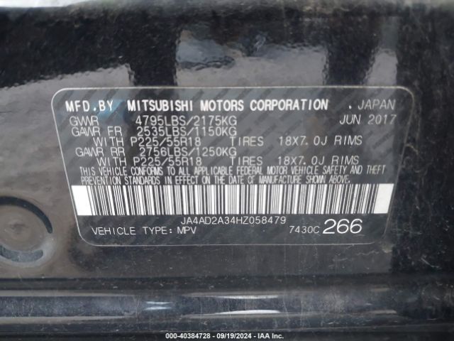 Photo 8 VIN: JA4AD2A34HZ058479 - MITSUBISHI OUTLANDER 